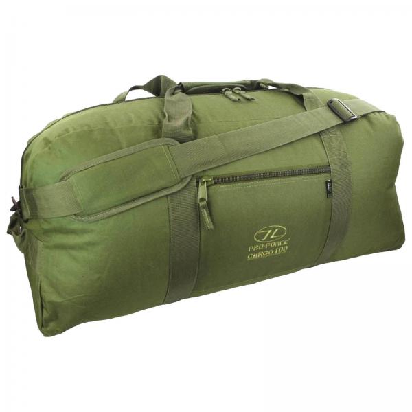 Highlander OLIVE Cargo 100L Holdall Heavy Duty Travel Cargo Kit Camping ...