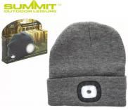 Summit Pinnacle LED Rechargeable USB Beanie Hat - Slate Grey Hiking Walking