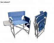Sun Leisure® Folding Alloy Sports Directors Chair Side Table Side Pockets Blue 