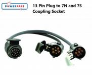 13 Pin Plug to 7N and 7S Coupling Socket Caravan Towing Lead Conversion B771350