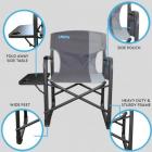 Liberty Camping Director's Chair Grey With Folding Side Table Caravan Motorhome