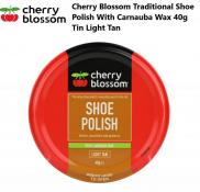 Cherry Blossom Traditional Shoe Polish With Carnauba Wax 40g Tin Light Tan