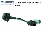 Caravan 13 Pin Socket to 7N & 7S Plugs Adaptor / Converter lead - B771370