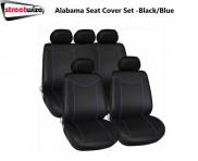 Streetwize Alabama Seat Cover Set Black/Blue 11pce Universal SWSC44